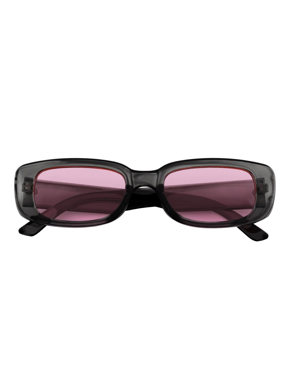 SLIM - Small Rectangle Sunglasses Crystal Clear Pink